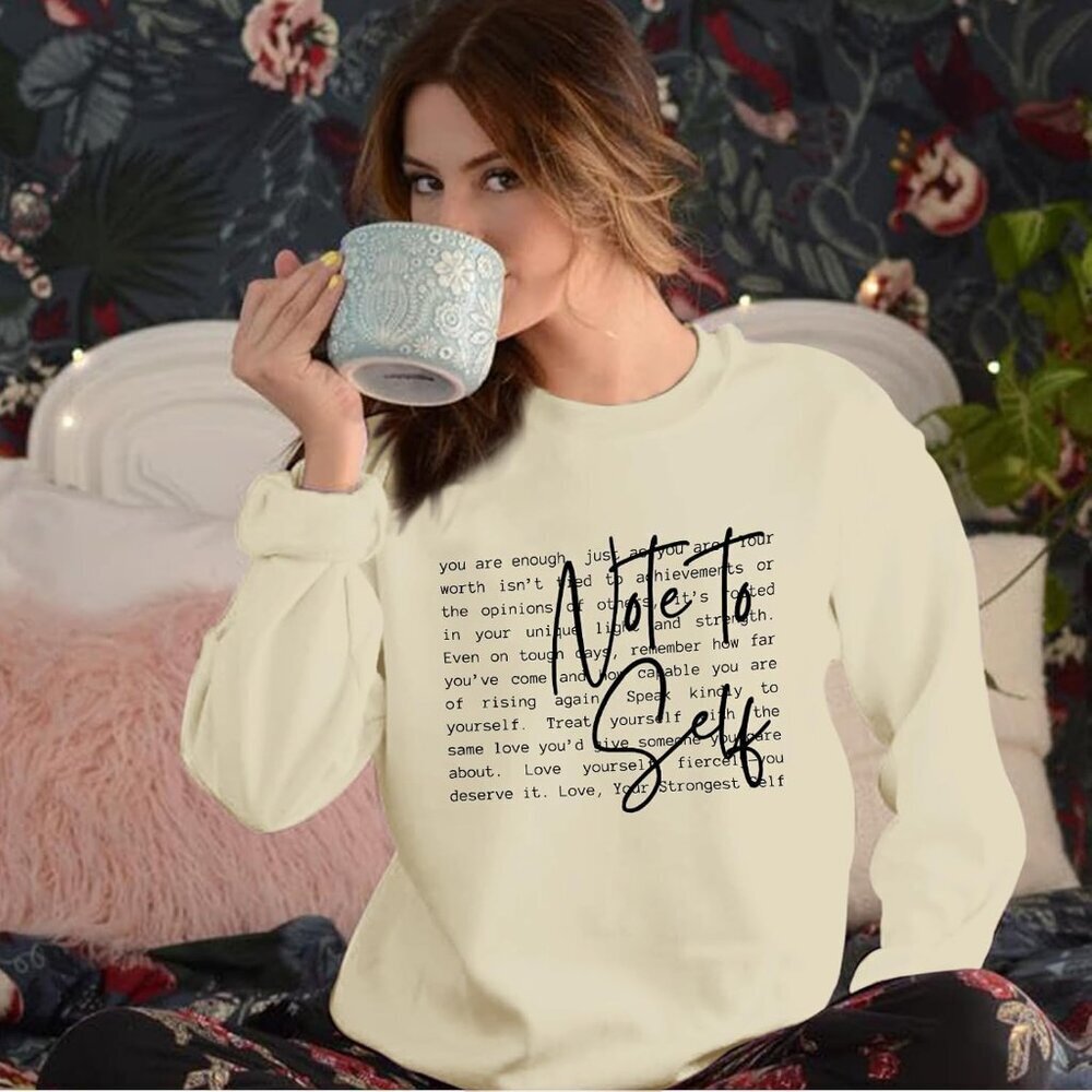 Women’s Cotton Blend Inspirational Sweatshirt You Are Enough Casual Top - Picture 5 of 7